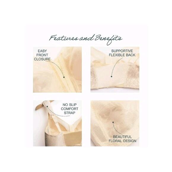Playtex 18 Hour Bra Front-Close Supportive Flexible Back Wirefree 44DD Lt. Beige - Picture 8 of 8